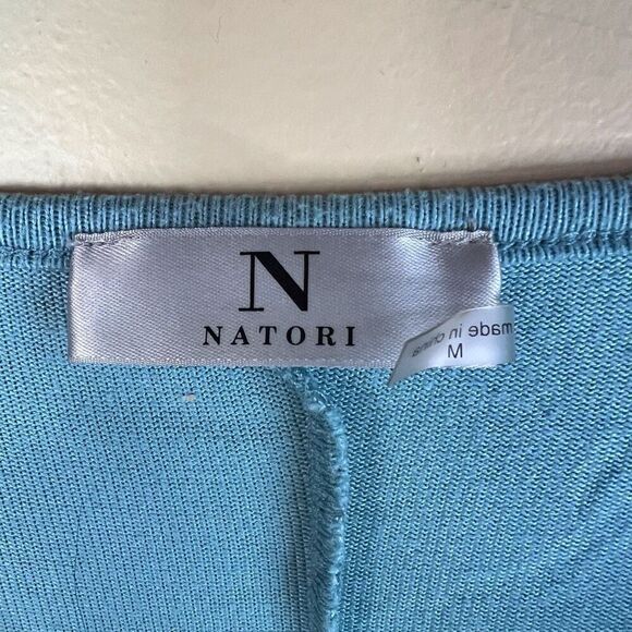 Natori Womens‎ Super Soft Short Sleeve Tee Size Medium Bright Turquoise Blue - Picture 3 of 5